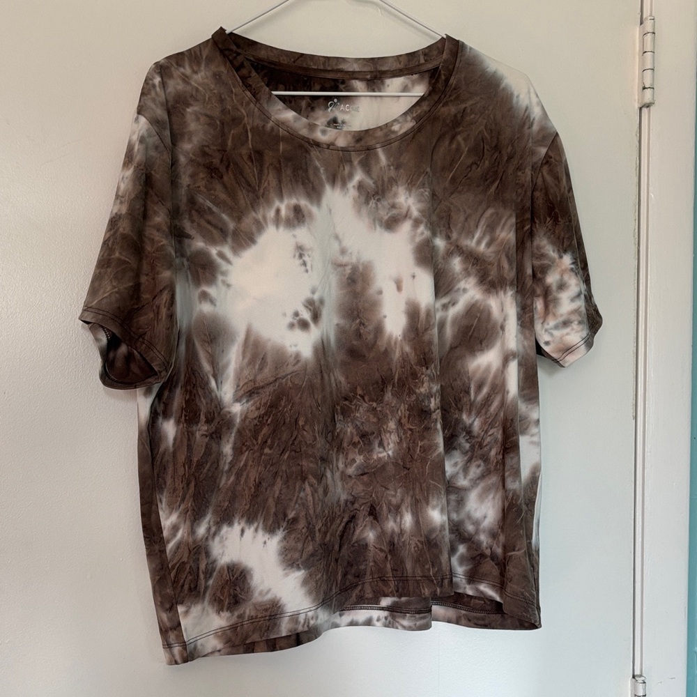 V A Core Brown and White Tie-Dye Women's Top size XL